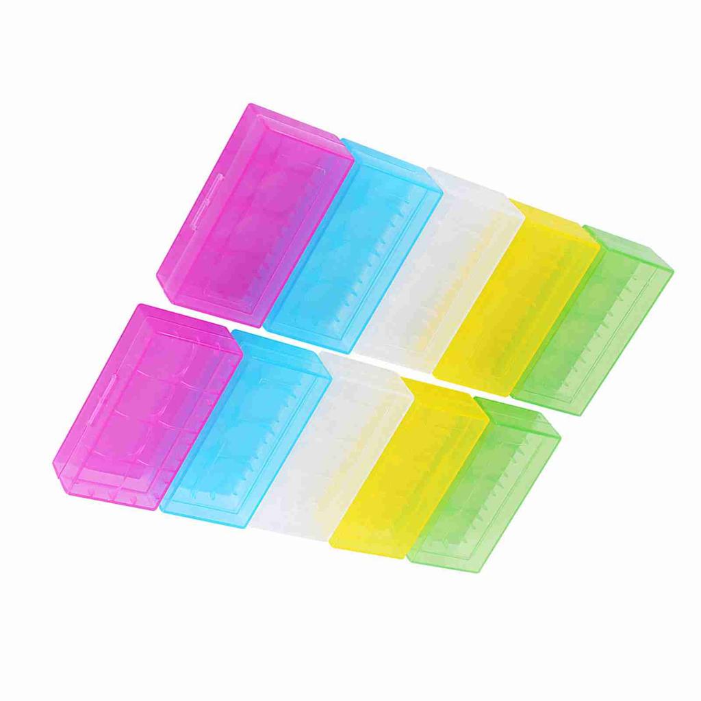 5 Colors Multifunctional Transparent Plastic Holder Storage Box For 18650 18350 Battery 10 Pcs