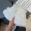 Winter Cute Fluffy Rabbit Fur Blend Bucket Hat For Big Face