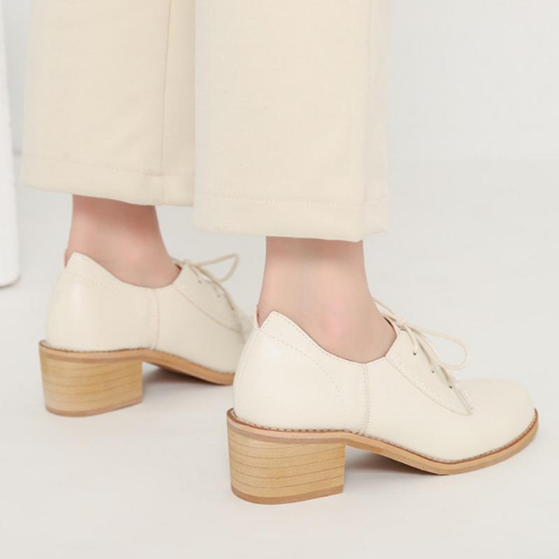 Chunky Heel Retro Leather Shoes British Style High Heel Single Shoes Casual Shoes Fashionable Versatile Women's Shoes