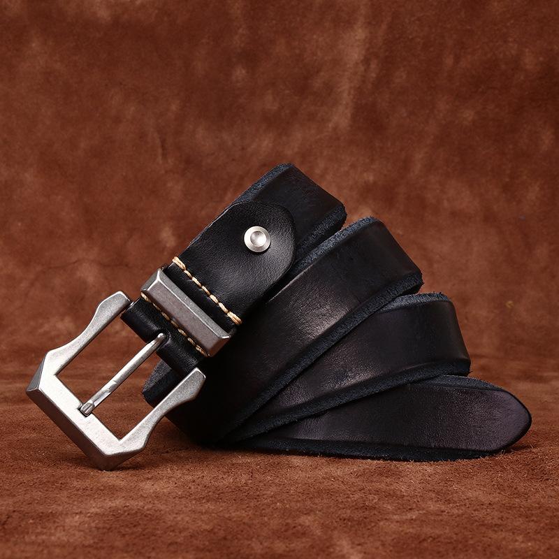 Rough Domineering Trend Personalized Thickened Extra Thick First Layer Cowhide Genuine Leather Men S Belt Tough Guy Stainless Steel Buckle Belt 100cm