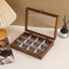 Walnussfarbene Schmuckaufbewahrungsbox Staubdichtes Design Samtmaterial Ringaufbewahrungsbox Glasdeckel Leichte Luxusverpackung