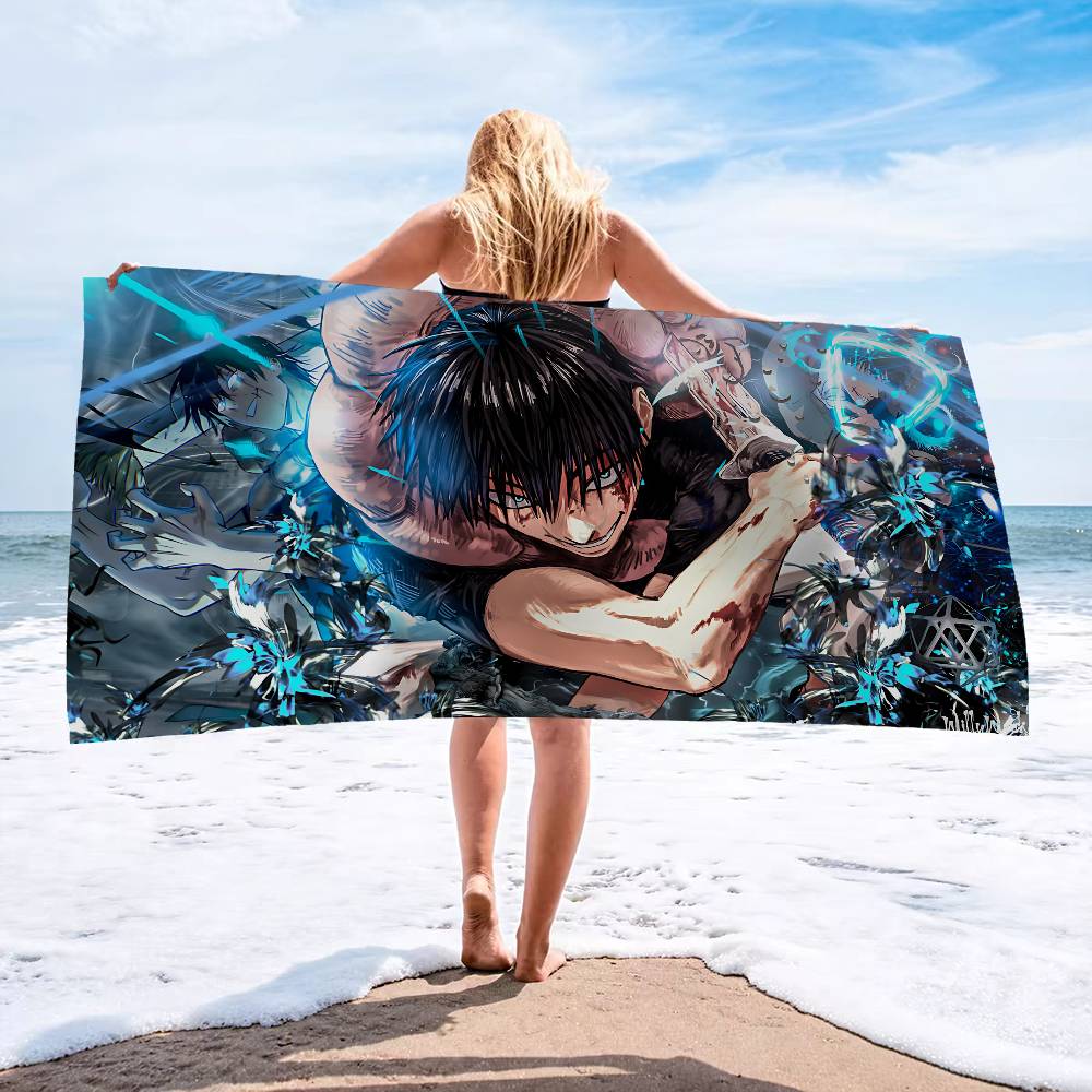 Jujutsu Kaisen Fushiguro Megumi Anime Beach Swimming Towel Soft Absorbent Washcloth Children's Gifts for Kids Travel Camping Gym