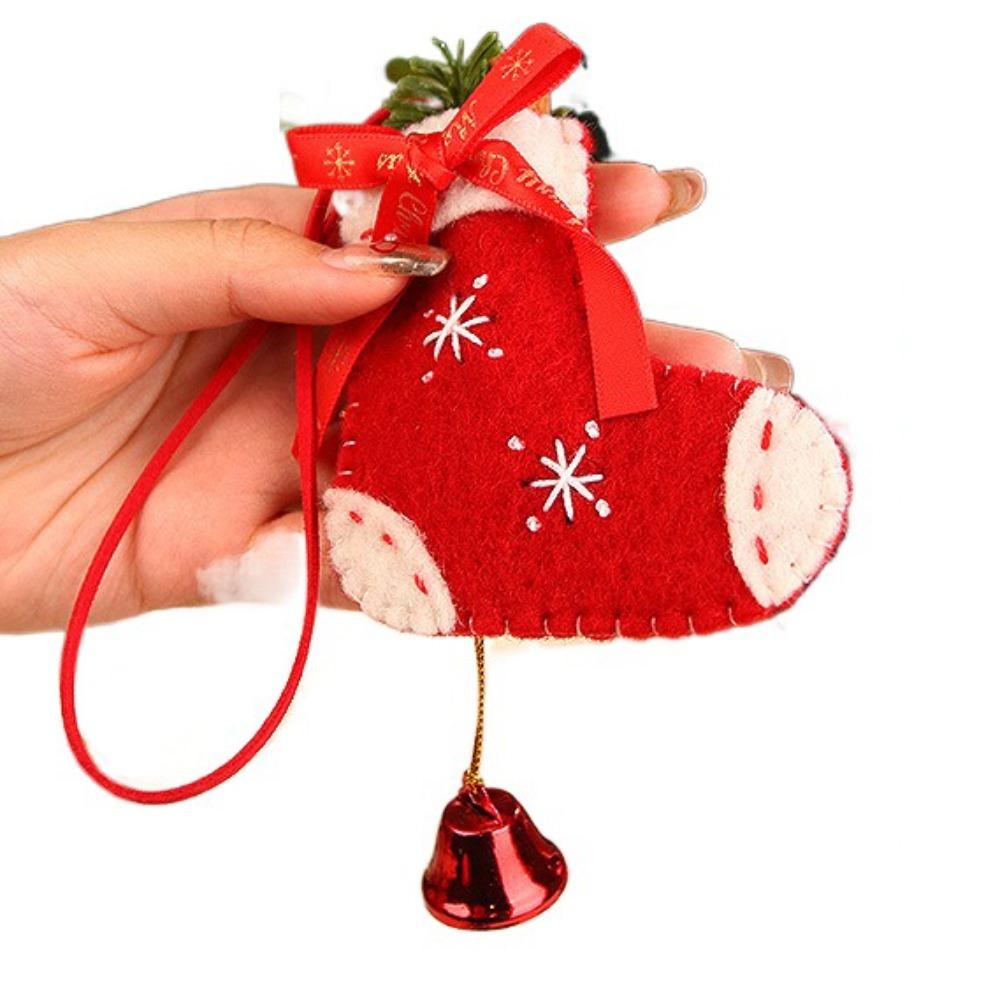 Cartoon Felt Christmas Tree Pendant with Wind Chime Xmas Hanging Decorations Xmas Decoration  Adult