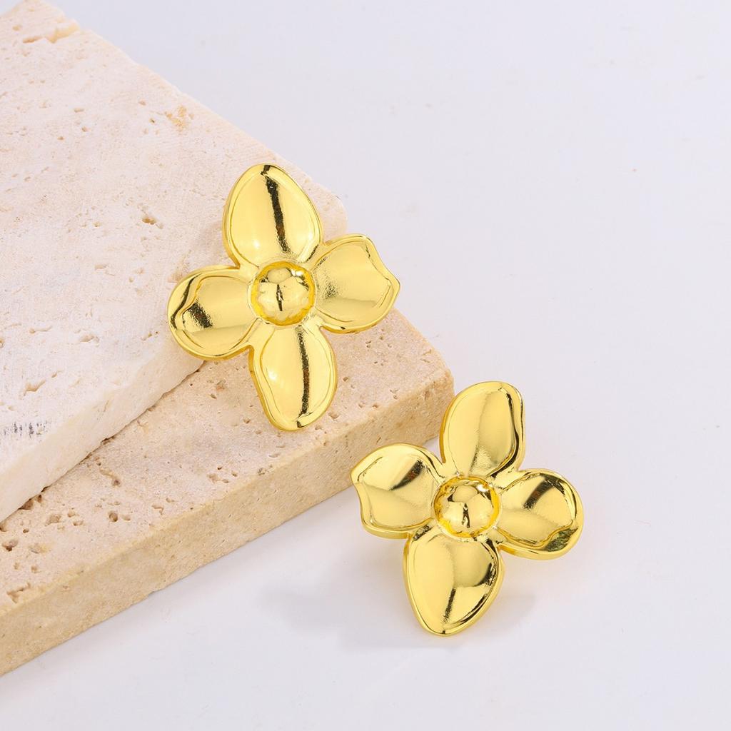 European and American Simple Stainless Steel Petal Earrings, Summer Flower Earrings, New Chinese Stud Earrings