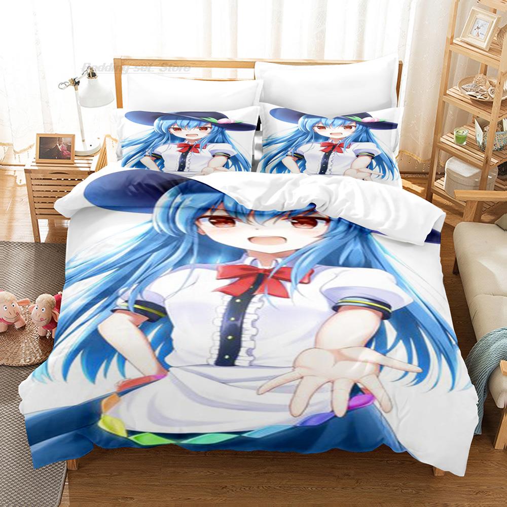 Touhou Project Bedding Set Single Twin Full Queen King Size Bed Set Aldult Kid Bedroom Duvetcover Sets 3D Print Cartoon Kawaii