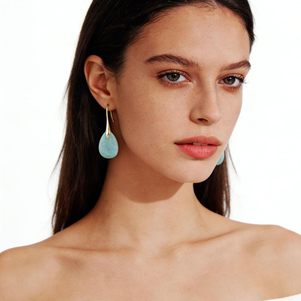 Boucles d'oreilles pendantes en cristal de poudre de pierre naturelle simples et de haute qualité boucles d'oreilles bijoux populaires