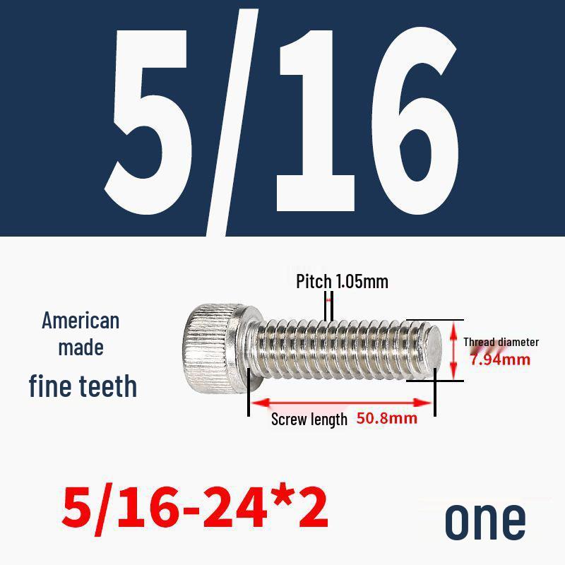 304 Stainless Steel Fine Thread Socket Head Cap Screw 10#-32, 1/4-20, 5/16-24