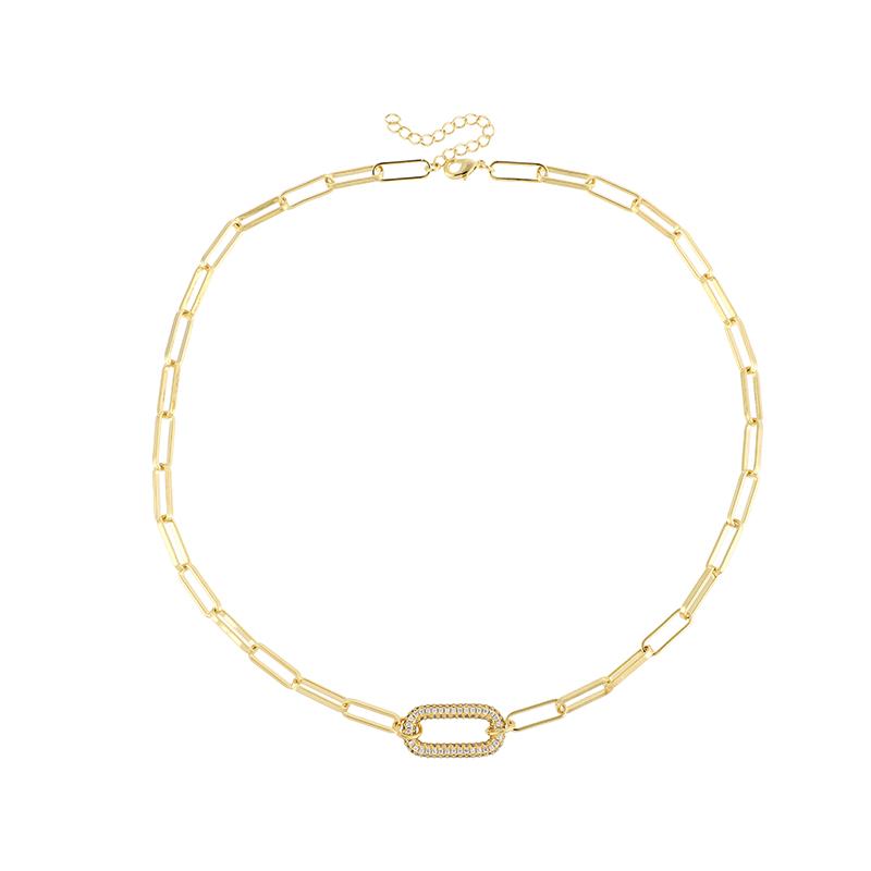 

New Fashion Oval Pave Inlaid Zirconia Necklaces for Women Geometric Simple Chain Party Necklaces Party Jewelry Gift Wholesale