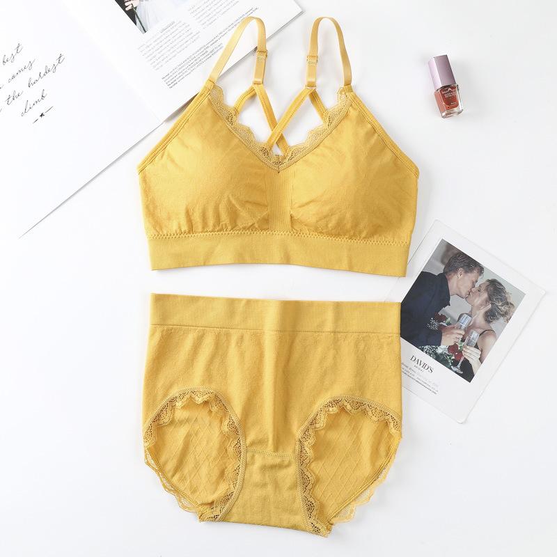 

Нижнее белье для девочек, красивые бретели на спине, завернутая грудь, сексуальный бюстгальтер, топ без рукавов, один размер XL жёлтый