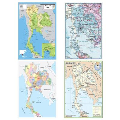 Thailand Map Wall Art Poster Vintage Canvas Print for Classroom Geography Study Tourism Agency Decor Educational Travel Maps Picture Framework