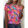 Sommer Blume Vogel 3D Druck T-Shirts Damen Streetwear Harajuku Lässige Mode Y2k Kurzarm T-Shirt O-Ausschnitt Tees Tops Kleidung
