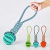 Durable Cotton Rope Pet Toy for Dogs Hand-Held Treat-Dispensing Ball Teeth-Cleaning and Training Interactive Puzzle Toy Ball