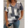 2025 Nuova T-shirt da Donna a Righe a Quadri Stampa 3D T-shirt Moda Donna Casual Scollo a V Manica Corta Top Magliette Abbigliamento Femminile Quotidiano