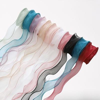 1 Volume 10Yards Fishtail Chiffon Ribbon Wavy Edged Organza Ribbon For DIY Crafts Bouquet Gift Wrapping Wedding Decoration Sewing Accesso