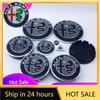 Autoaufkleber für Alfa Romeo 11 Stück Lenkrademblem für Alfa Romeo, Autohaube, Frontemblem, Schwarze Kappen, GTAM, 74mm, 40mm, 90m