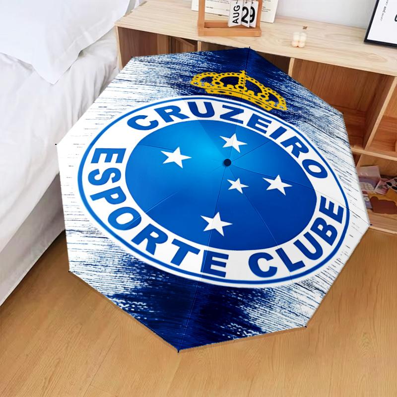 1PC Cru-zeiro Esporte Club Crest Printed Umbrella Folding umbrella, automatic umbrella 8-Frame for Travel, camping Fan gifts Christmas Gifts