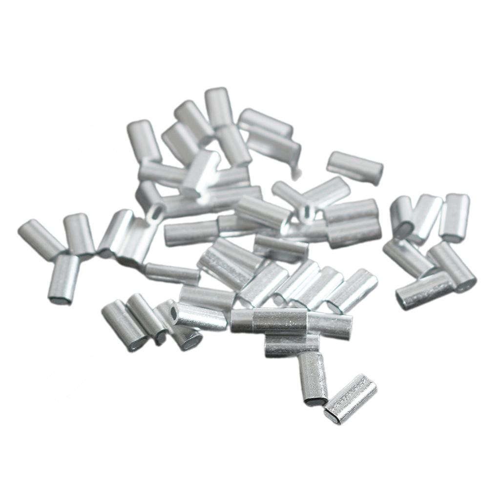 100Pcs Fishing Aluminum Crimp Sleeves Kits Single Barrel Crimping Loop Sleeve Assortment Fishing Line Tube Connector Set