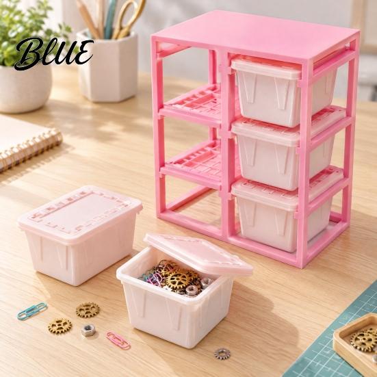Small Box Organizer Miniature Rack with 6 Storage Boxes Tiny Dollhouse Furniture Shelf Multi-Layer Storage Scene Decor Accessory Supplies