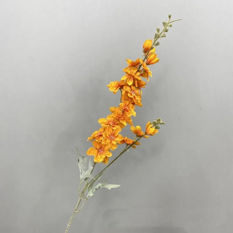 Artificial New Flowers Delphinium Flower Branch Fake Leaf Wedding Decoration Outdoor DIY For Home Decorative Vase Accessories