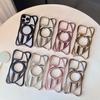 Plating Hollow Out Magnetic Shockproof Phone Case for iPhone 16E 12 13 14 15 16 Pro Max Heat Dissipation Wireless Charging Cover
