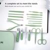 18 Piece Deluxe Manicure & Pedicure Set Green And Blue Stainless Steel Nail Scissors, Clippers, Ear Digging Spoon Women for Men