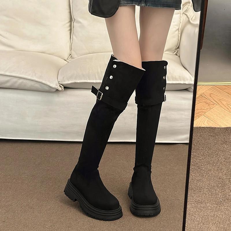 Over-Knee Long Boot Women Winter Thiened High Heel Lamb Fur Double-Sided Wear Knight Boot Velvet Surface Korean Sle
