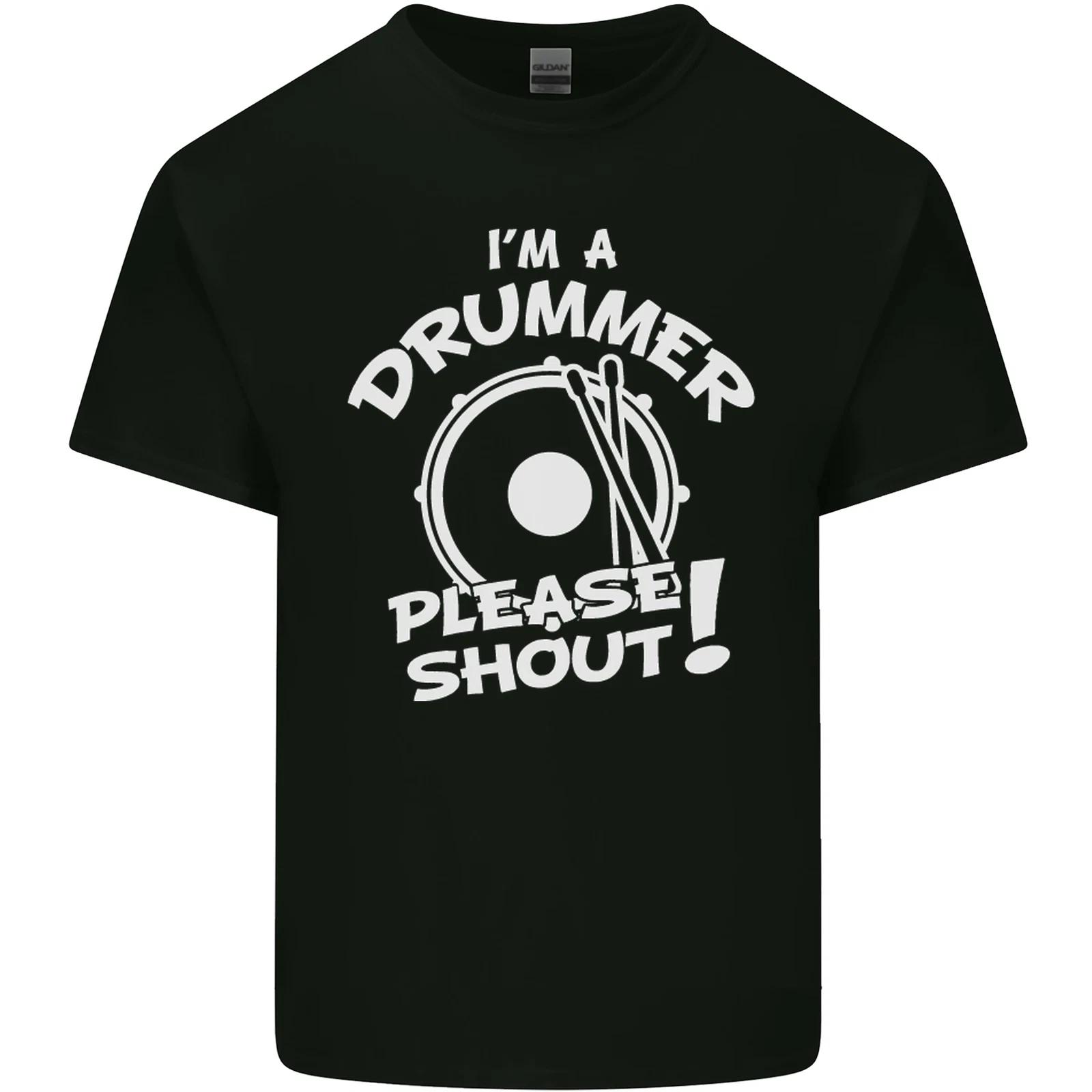 Drumming Im a Drummer Please Shout Funny Kids T-Shirt Childrens M
