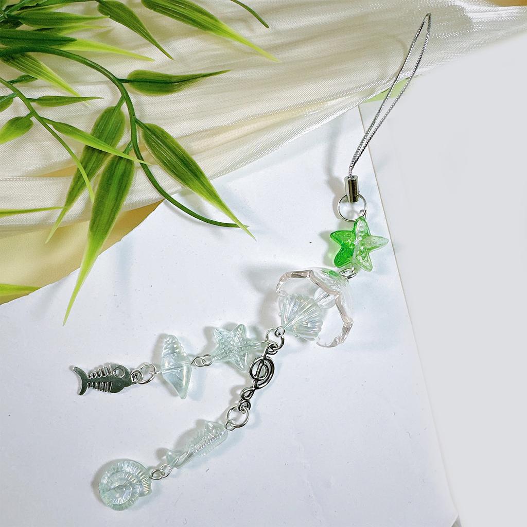 Ocean Themed Beaded Phone Charm Featuring Fish And Conch Elements Stylish Phone Lanyard For A Personalized Touch