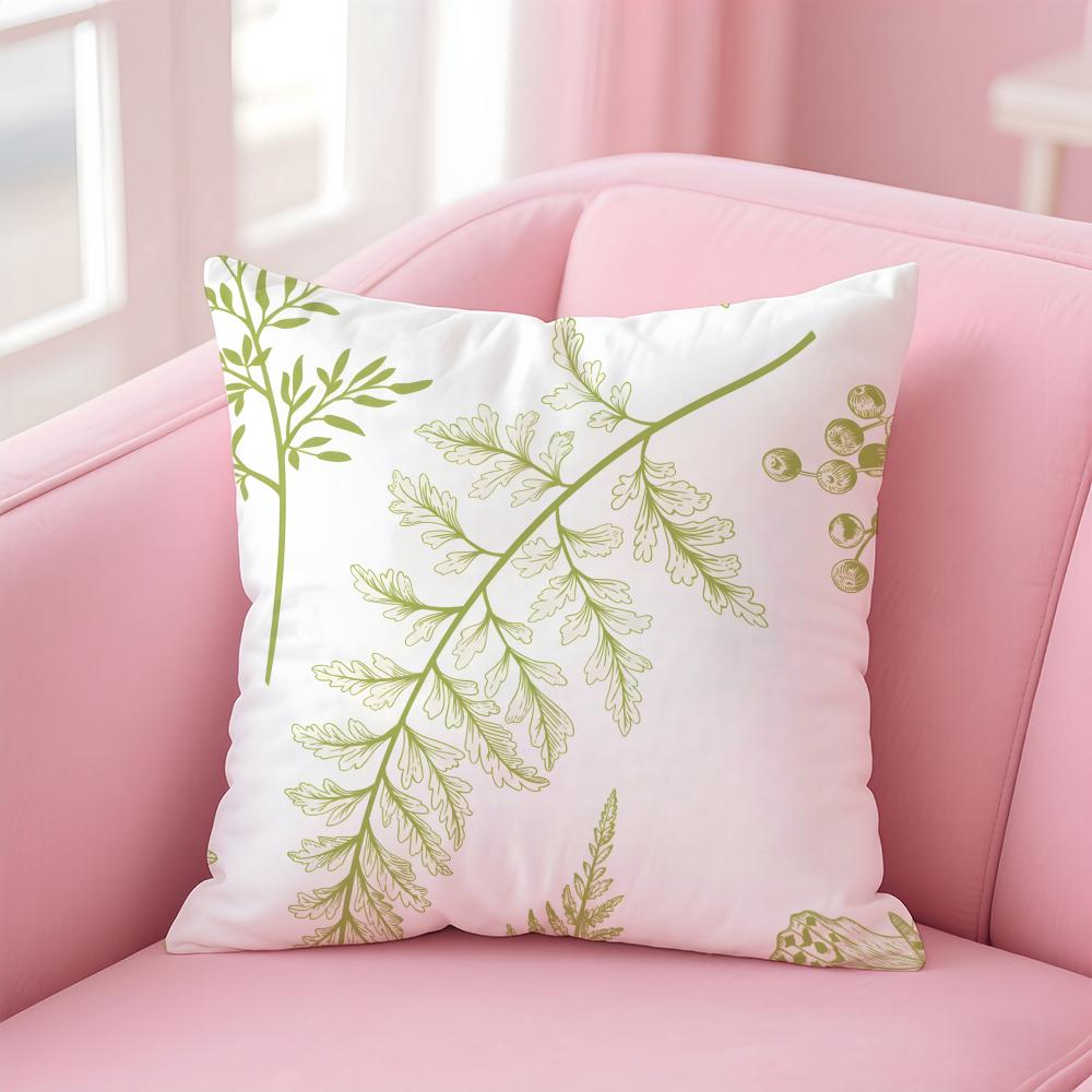 Simple Classic Retro Style Leaf and Plant Cushion Cover Pillowcase Short Plush Invisible Zipper Room Sofa Cushion Cover