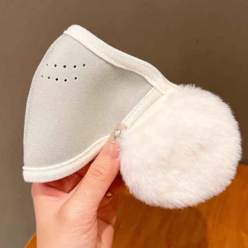 Children's 3D Plush Ear Warmer Mask - Warm, Breathable, Solid Color Cold Protection for Boys and Girls