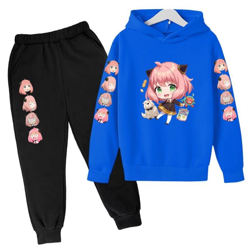 Kinder Mode Kapuzenpullover Junge Mädchen Kleinkind Pullover 3-12 Jahre Anime Niedliches Mädchen Druck Kleidung Lässiges Oberteil + Hose 2-teiliges Set Sportanzug