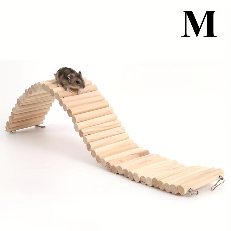 1pc Wooden Hamster Ladder Bridge - Flexible Pet Climbing Suspension for Small Animals, Durable Natural Wood Design, Ideal for Cage Enrichment