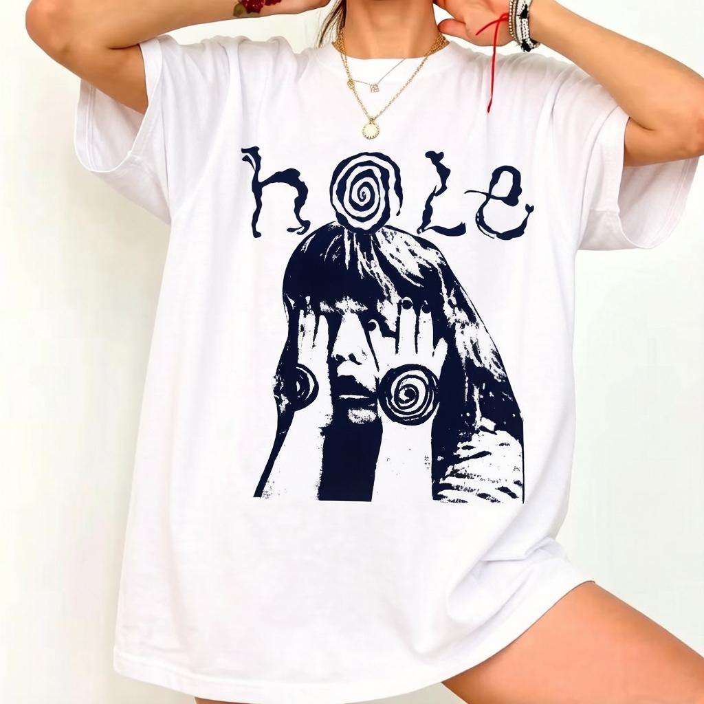 

Band Pattern Tshirts Cute Shirts Fashionable Shirts Gothic Style Holey Tshirt Neutral Cotton Shirts 90s Style Band Shirts 2XL