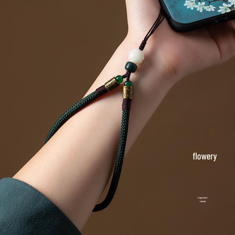 Sturdy Anti-Drop Bodhi Lotus Phone Lanyard with Finger Ring & USB Flash Drive Pendant - Universal for Men & Women