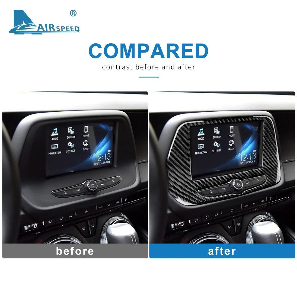 Real Soft Carbon Fiber Sticker For Chevrolet Camaro 2016 2017 2018 2019 2020 2021 2022 2023 Navigation Screen Panel Accessories