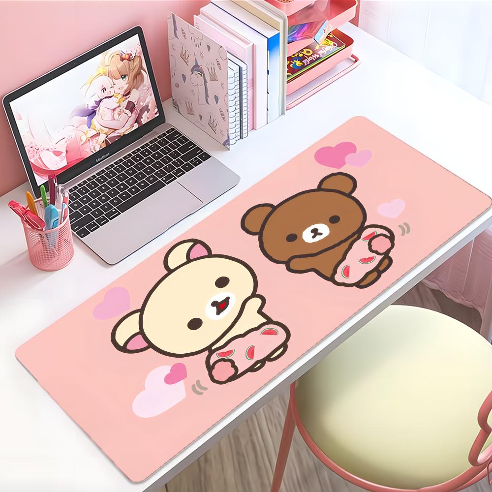 Cute Adorable Cartoon Rrilakkuma Mouse Pad Large Thick Desk Pad Stitched Edges Gaming Mouse Mat For Pc