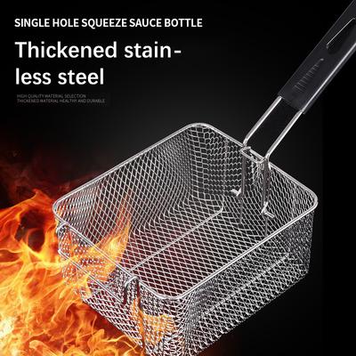 1 Peça Tela de Fritadeira de Aço Inoxidável Estrutura para Batatas Fritas Rede de Filtro Quadrada Colador Criptografado Utensílios de Mesa para Exterior