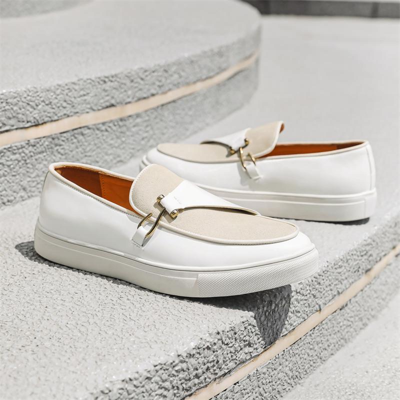 Fashion 2025 New Men's Double Hook Loafers British Style Casual Shoes Genuine Leather Slip-On Non-Slip Sole Fashion Gentleman Footwear