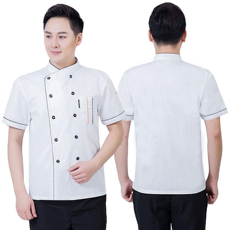 Chef Jacket Men Women Short Sleeve Shirt Kitchen Cook Coat Restaurant Waiter Uniforms