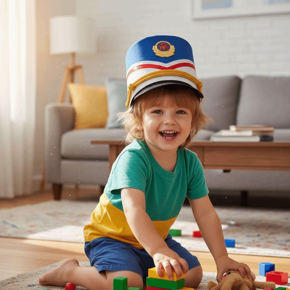 Guldiga dekorationsband Marschorkesterhatt Cosplay Show Soldat Topphatt Kostymtillbehör