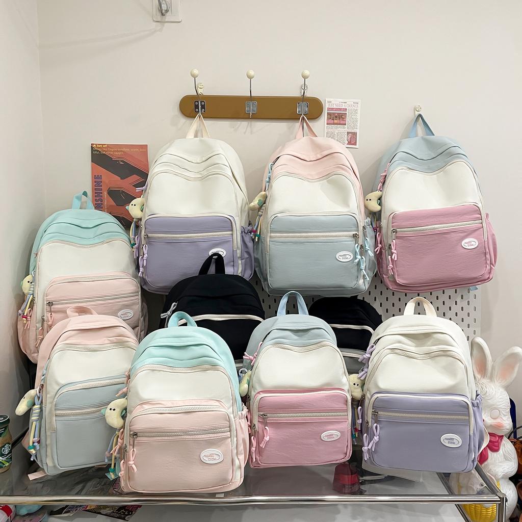 Simple College Student Schoolbag Japanese Ins Small Fresh Backpack Female Junior High School Large-capacity Student Schoolbag