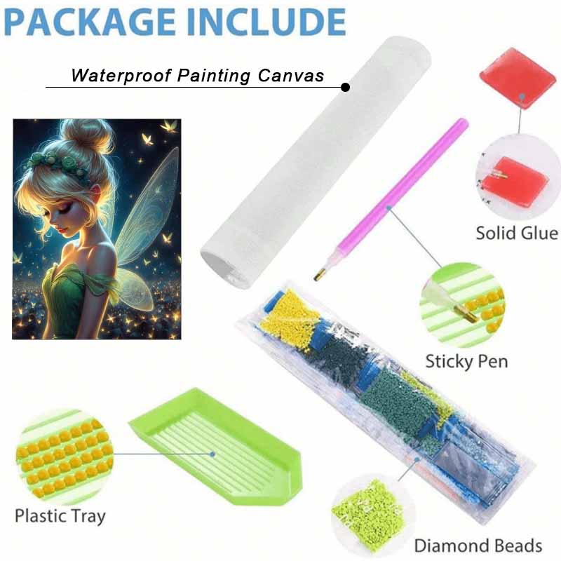 Disney Diamond Painting 5D Round Diamond Full of Diamonds Diy Handmade Stickers, Fairy Tinkerbell Home Decoration Paintings