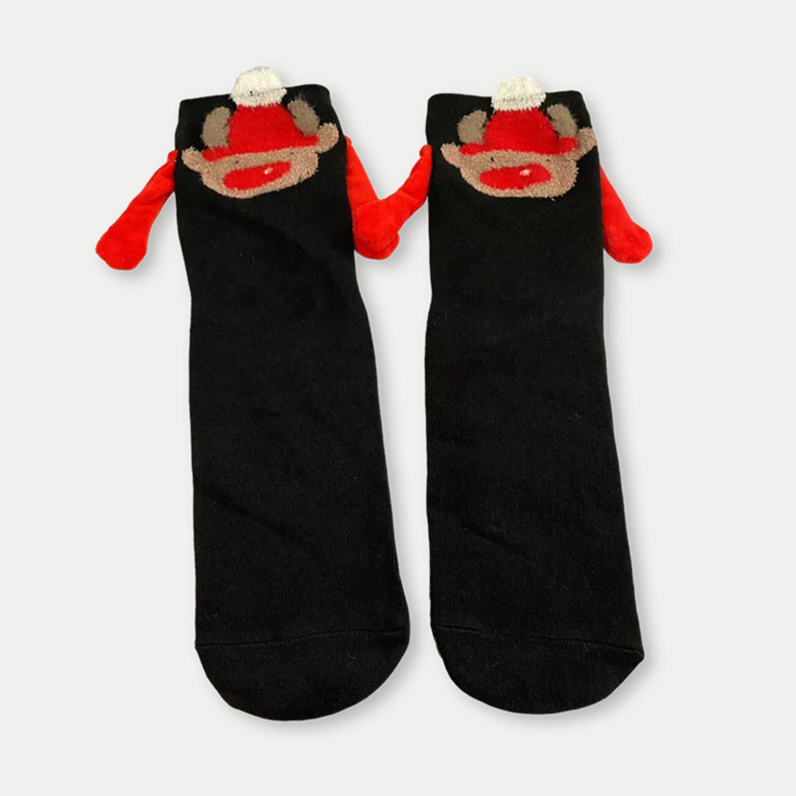 

Ladies Magnetic Hand In Hand Socks, Mid Tube Socks, Trendy Cartoon Christmas Socks чорний