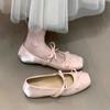 Inner height-increasing bow square head ballet shoes light mouth single shoes women's 2026 summer new fairy gentle Mary Jane shoes