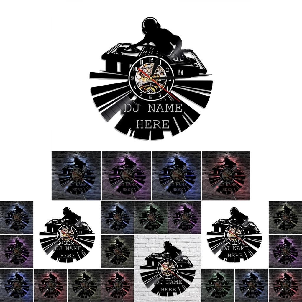 Vintage Vinyl Record Wall Clock With Led Light Backlight Handmade 3d Hollow Geometric Design