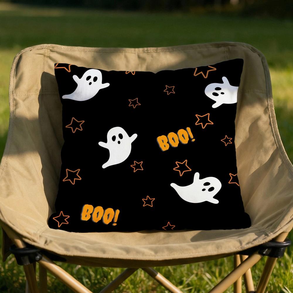 Halloween cute ghost Cushion Cover Soft Reversible  Durable Pillow Cover  MultiScene Use for Home  Car Daily Comfort