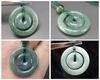 [Stone Street] High-quality Dark Jadeite Mother-child Peace Clasp Round Cord Necklace Natural Stone Genuine Jadeite