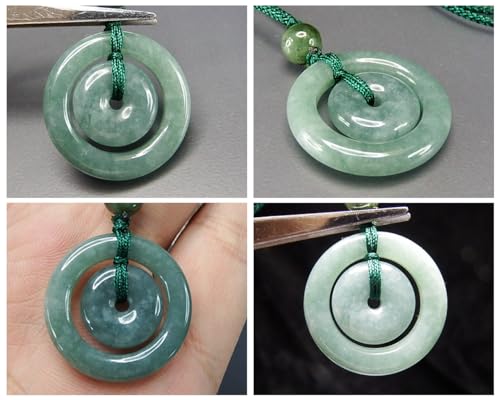 [Stone Street] High-quality Dark Jadeite Mother-child Peace Clasp Round Cord Necklace Natural Stone Genuine Jadeite