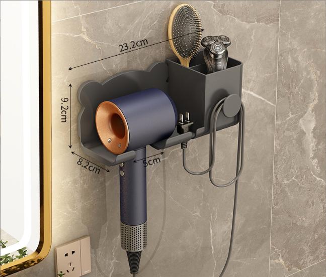 Bathroom Non Perforated Hair Dryer Stand Multifunctional Shelf