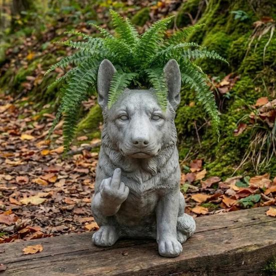 Bulldog Flowerpot Creative Decorative Planter with Unique Attitude Design Eye-Catching Garden Decor Indoor Outdoor Plant Pot Novelty Flower Planters